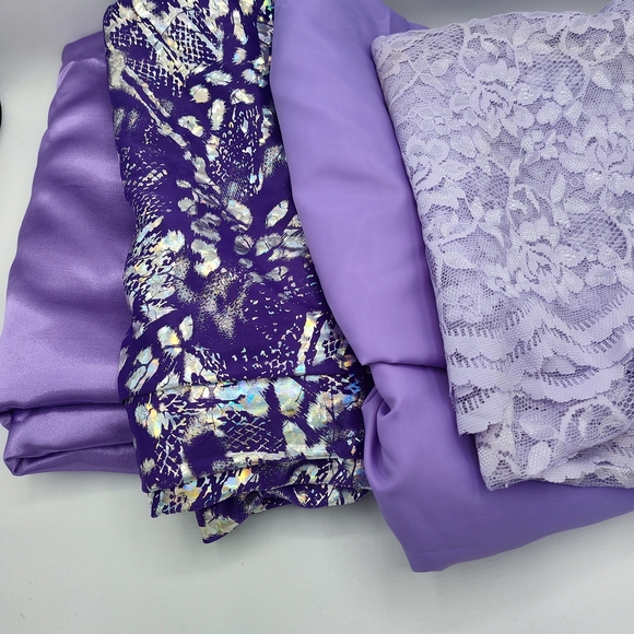 10+ Yards Purple Fabric Bundle – Foil Print, Satin, Lace Solid Sewing Quilting - Picture 14 of 16